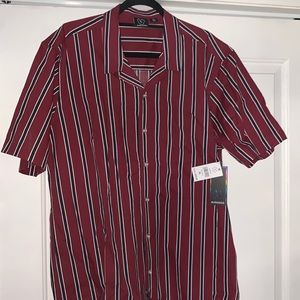 Burnside casual short sleeve button down shitt, XL,  NWT red & black